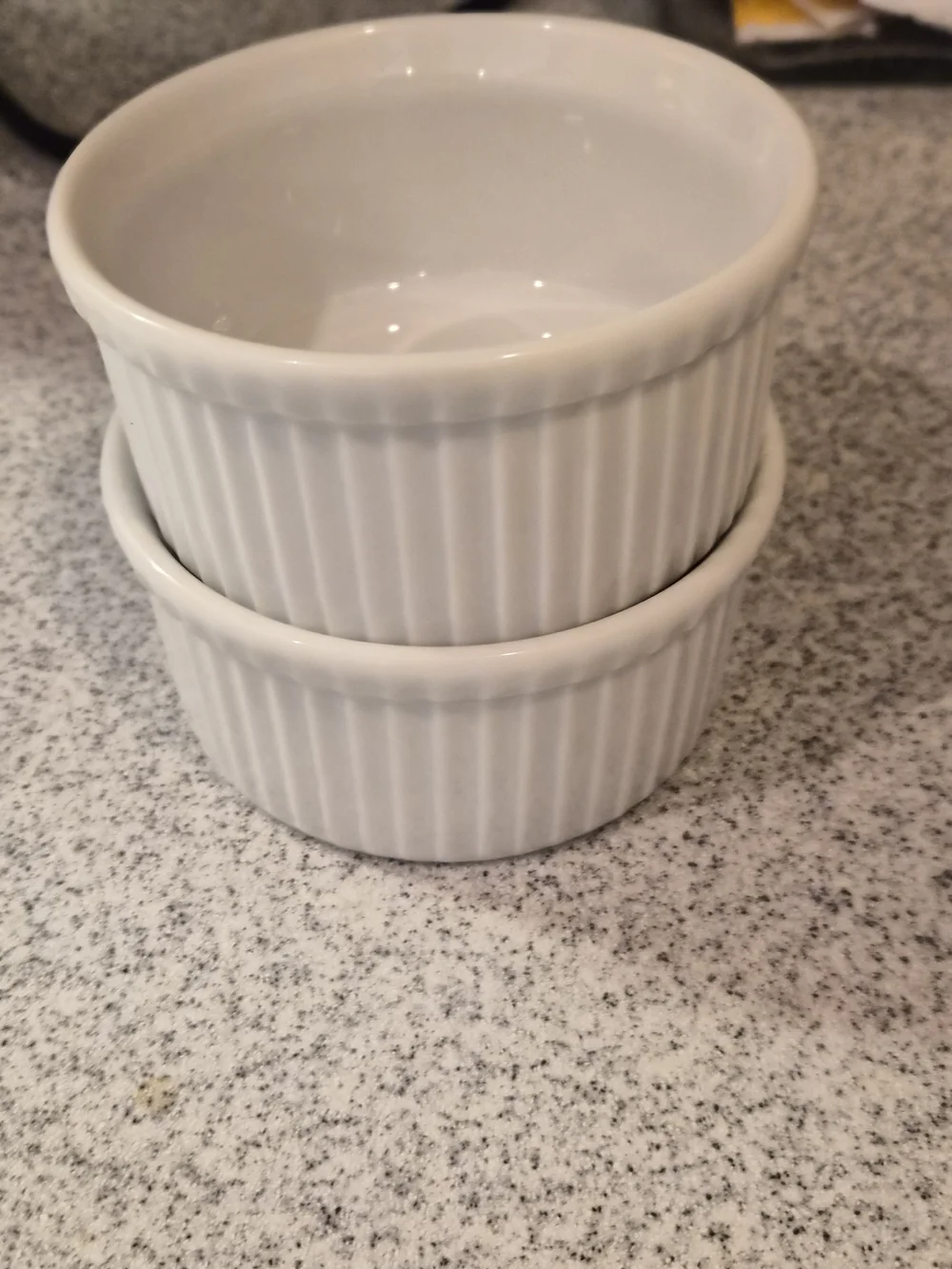 Apilco France White Porcelain Ramekins Set of 2 - Fluted Soufflé Custard Dishes